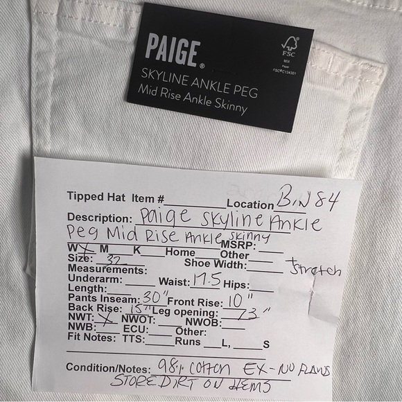 NWT Paige Skyline White Jeans Size 32 (Bin 84) - Picture 10 of 14
